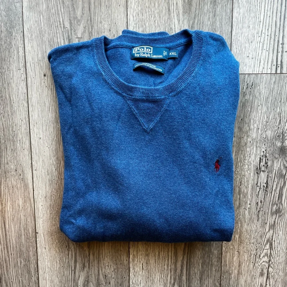 Polo by Ralph Lauren Vintage Crewneck Long Sleeve Cotton Sweater Blue XXL